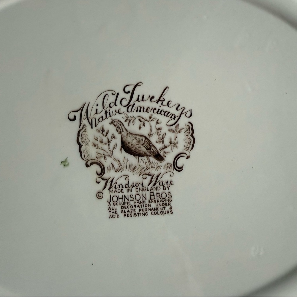 Johnson Bros. Wild Turkey Native American Windsor Ware Turkey Platter 17x14 - Picture 7 of 11